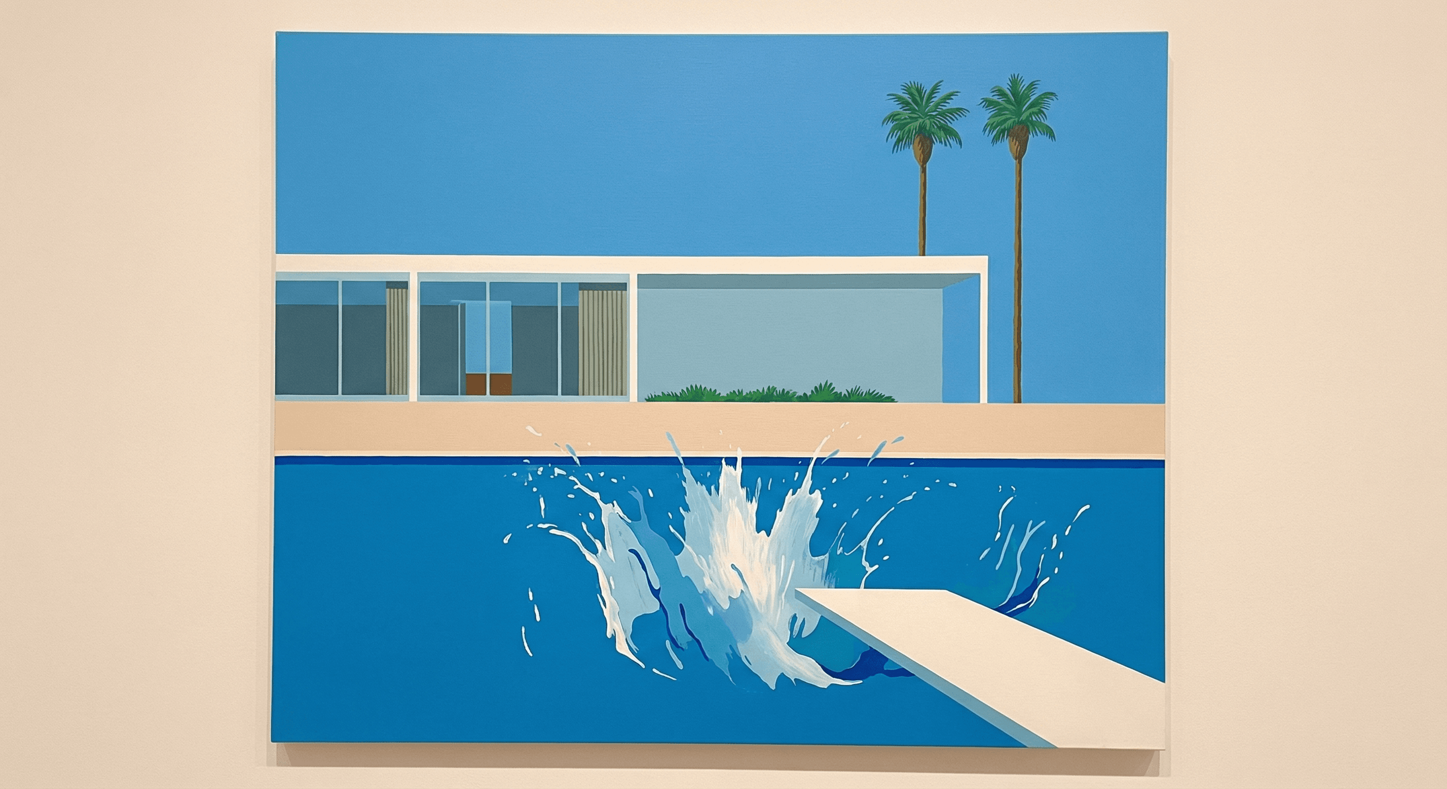 A Bigger Splash II - AI-generated artwork in Hockney style